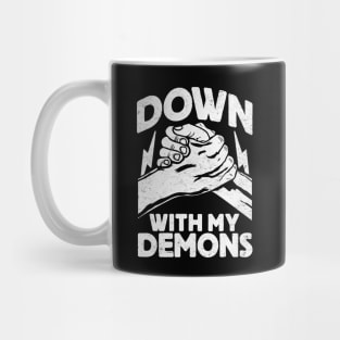 Down With My Demons: Funny Vintage Gothic Handshake Mug